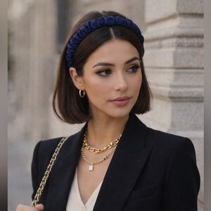 Elegant Navy Blue Scrunched Headband NWOT